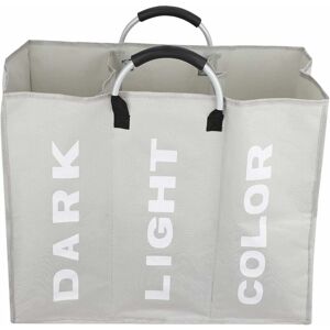 Dark White Canvas 3 Section Laundry Hamper for Bedroom Light Gray Groofoo