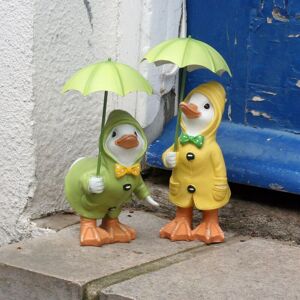 Tinor - Dilly and Dally Garden Ducks, garden ornaments, Pair of Ducks, 12cm high with detachable umbrellas