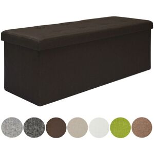 Dunedesign Folding Ottoman 110x38x38cm xxl incl 2 partitions 120L rectangular Storage Bench upholstered lid seat 3 container to store Dark Brown - braun