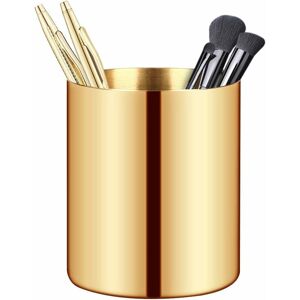 Langray - Gold Pen Pencil Holder, Cylinder Makeup Brushes Cup, Desktop Organizer Container Pot Decor Vase, Stainless Steel Multi Use for Flower