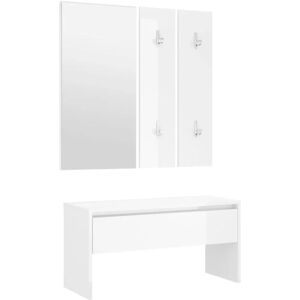 Hallway Furniture Set High Gloss White Engineered Wood Vidaxl White