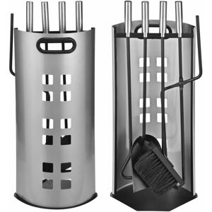 Berkfield Home - hi Fireplace Tool Set 5 pcs Silver 23x15x52 cm