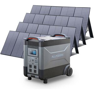 Allpowers - Home Battery Power Station LiFePO4 3600Wh, Voice Control With 4Pcs 400W Solar Panel For Home Backup Outdoor R4000