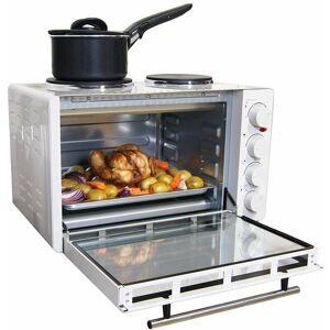 Electric Mini Oven, Double Hotplate Hob & Baking Tray, 30 Litre Capacity - IG7130 - White - Igenix