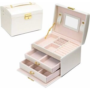 Langray - Jewelry Box Makeup Watch Jewelry Box, Jewelry and Cosmetic Beauty Case, Velvet Lining, Display Storage Case with Lock and Key, Good Gift