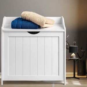 Teetok - Laundry Basket Wooden Bathroom Laundry Bin Storage Organiser Floor Cabinet Chest,H56cm x W56cm x D36cm