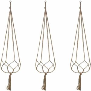 TINOR Macrame Hanging Basket, 3 Pieces Cotton Rope Hanging Basket Plant Basket Holder for Indoor Outdoor Ceilings Balconies Wall Decor (48 Inches)