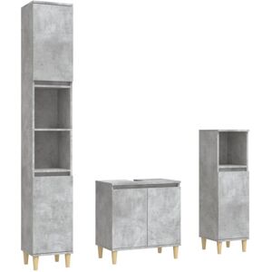 BERKFIELD HOME Mayfair 3 Piece Bathroom Furniture Set Concrete Grey Engineered Wood