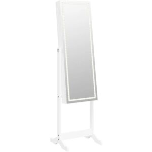 Mirror Jewellery Cabinet with led Lights Free Standing White Vidaxl White