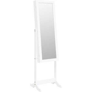 Mirror Jewellery Cabinet with led Lights Free Standing White Vidaxl White