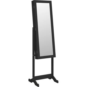 Mirror Jewellery Cabinet with led Lights Free Standing Black Vidaxl Black