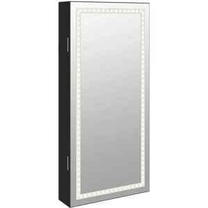 Mirror Jewellery Cabinet with led Lights Wall Mounted Black Vidaxl Black