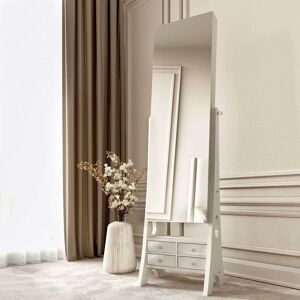 Carme Home - Nikita Full Length Mirror Free Standing Mirror Jewellery Cabinet Storage Organiser Armoire with Internal led Lights Vanity Cabinet Shelf