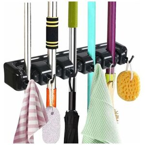 Orchidée - orchid Multifunctional Wall Mounted Broom Holder, Storage Hanger Holder with 5 Slots and 6 Hooks for Your Kitchen, Garage