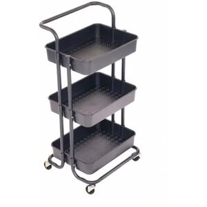 Oypla - 3 Tier Black Household Kitchen Bathroom Storage Trolley Cart Shelf