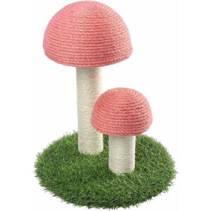 Pink Sisal Cat Scratching Post with Mushroom Pattern Covered with Soft and Smooth Sisal Rope for Cat Denuotop