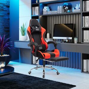 Neo Direct - Red Leather Gaming Racing Recliner Chair With Footrest