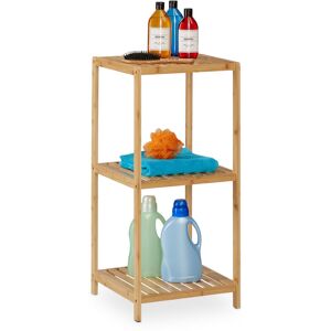 Bathroom Shelf, Bamboo, 3 Shelves, HxWxD: 83 x 38 x 39.5 cm, Freestanding Storage for Washroom & Kitchen, Wood - Relaxdays