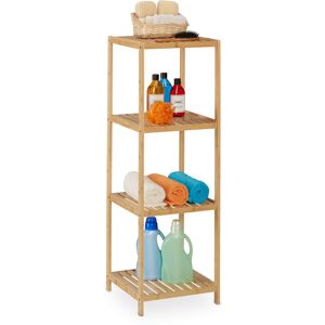 Bathroom Shelf, Bamboo, 4 Shelves, HxWxD: 116.5x38x39.5 cm, Freestanding Storage for Washroom & Kitchen, Wood - Relaxdays