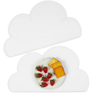 Relaxdays - Children's Place Mat Set, 2x Pack, Cloud Design, Silicone, Easy to Clean, Kids, w x d: 47.5 x 26.5 cm, White