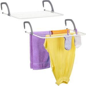 Relaxdays Clothes Airer, 2x Set, Weatherproof Drying Rack, 13 m Long Drying Space, with Two Wings, Flat Drying, White