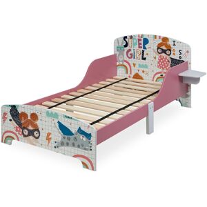 Children Bed Frame, Child Cot, hbt 60 x 94 x 143 cm, With storage, Fall-out Protection, Superheroine, mdf - Relaxdays