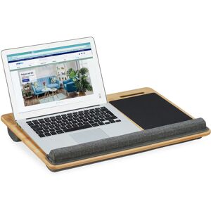 Relaxdays - Laptop Tray, Bamboo, Wrist Support, Mobile, 2 Holders, Protect, Cushion, HxWxD 7 x 55 x 36, Mini Desk, Natural