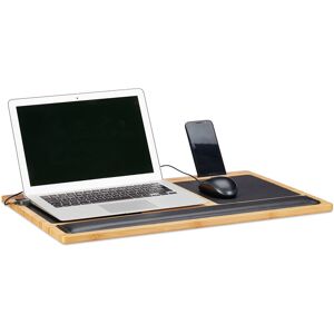 Relaxdays - Laptop Tray, Lapdesk with 2 Mouse Pads, Smartphone Holder, WxD: 60 x 40 cm, Bamboo, Natural