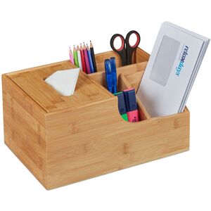 Relaxdays Desk Organiser, Bamboo, Tissue Box, Organisation, H x W x D: 14 x 29 x 19.5 cm, Natural