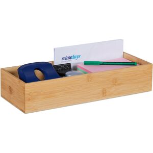 Relaxdays - Storage Box, Desk Organiser, Office Basket, Bamboo, Bathroom Cosmetics Storage, hwd: 7.5 x 38 x 15 cm, Natural