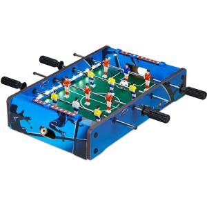 Relaxdays - Tabletop Foosball Game with led Lighting, For Children & Adults, 4 Poles, 2 Balls, Table Soccer, Blue