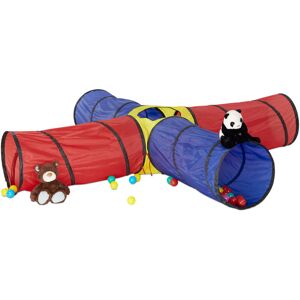 Xxl Play Tunnel. Large 4 Tube Colourful Crawling Tunnel for Kids Age 3 and Up - Relaxdays