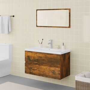 Bathroom Furniture Set Smoked Oak Engineered Wood - Royalton