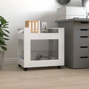 Berkfield Home - Royalton Desk Trolley High Gloss White 60x45x60 cm Engineered Wood