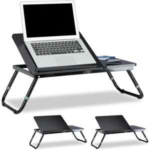 Relaxdays - Laptop Tray, 3x Set, Portable, HxWxD: 40 x 75 x 35 cm, Table, Reading Stand, Foldup, Adjustable Height, Black