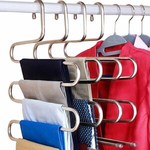 Pesce - Set of 3 Stainless Steel Non-Slip S-Hangers for Pants, Scarves, Jackets - Men, Women or Kids - 5 Tiers