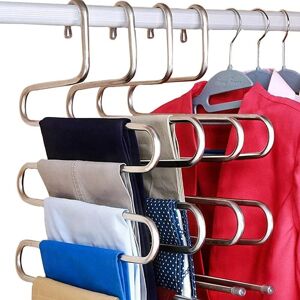 Pesce - Set of 3 Stainless Steel Non-Slip S-Shank Hangers for Pants, Scarves, Jackets - Men, Women or Kids - 5 Tiers