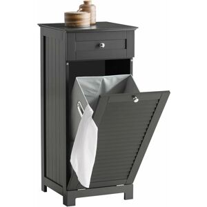 Laundry Chest Storage Cabinet with Shutter Door and Laundry Basket Dark Grey,BZR73-DG - Sobuy