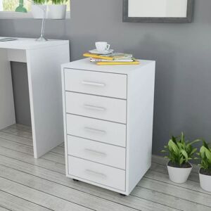 SWEIKO Office Drawer Unit with Castors 5 Drawers White VDTD09630