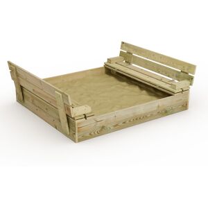 Wickey - Wooden Sandpit Flip - Sandpit for kids with hinged lid, Sandbox for children with bench, Impregnated Wood - 110x125x20 cm