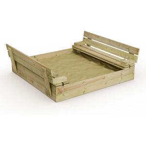 Fatmoose - Wickey Wooden Sandpit Flip - Sandpit for kids with hinged lid, Sandbox for children with bench, Impregnated Wood - 120x125x20 cm