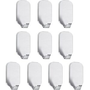10 Pack Self-Adhesive Over-the-Door Hooks for Bathroom and Kitchen to Hang Clothes, Towels, and Keys - Stainless Steel, Waterproof, No Nails, YMYNY