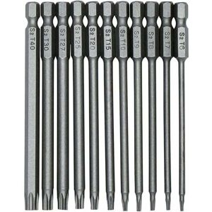 ZVD - 11 embouts de tournevis Torx S2 1/4 pouce 100 mm, foret hexagonal de précision, tournevis de sécurité magnétique, tournevis Torx à tête longue