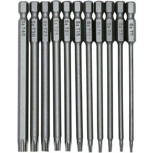 ZVD - 11 Pièces 100mm S2 1/4Pouce Torx Tournevis Bits à Tige Hexagonale de Précision Foret Tournevis Magnétique de Sécurité T6-T40 Tournevis à Tête