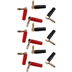 TLILY 12x Copper Right Angle Screw Type Banana Plug Straight End / 90 Degree Speaker Cable Connector