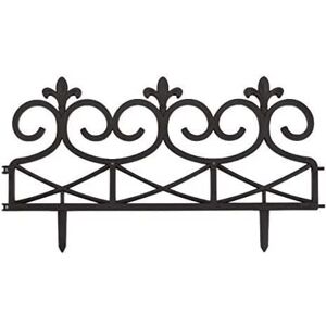 Garden Mile - 16 Garden Border Edging Victorian Iron Scroll Style Black Plastic Fence (4x Packs Of 4)