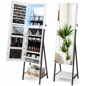 Costway - 2-in-1 Jewelry Cabinet Jewelry Armoire Organizer w/ Full-Length Mirror and led