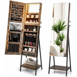 Costway - 2-in-1 Jewelry Cabinet Jewelry Armoire Organizer w/ Full-Length Mirror and led