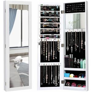 COSTWAY 2-IN-1 Jewelry Cabinet Wall & Door Mounted Jewelry Armoire Full-Length Mirror