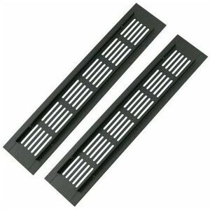Dewdat - 2 Pack Rectangular Aluminum Door Vent Grilles - 250 x 50mm - Insect Screen for rv, Wardrobe, Kitchen etc - Black